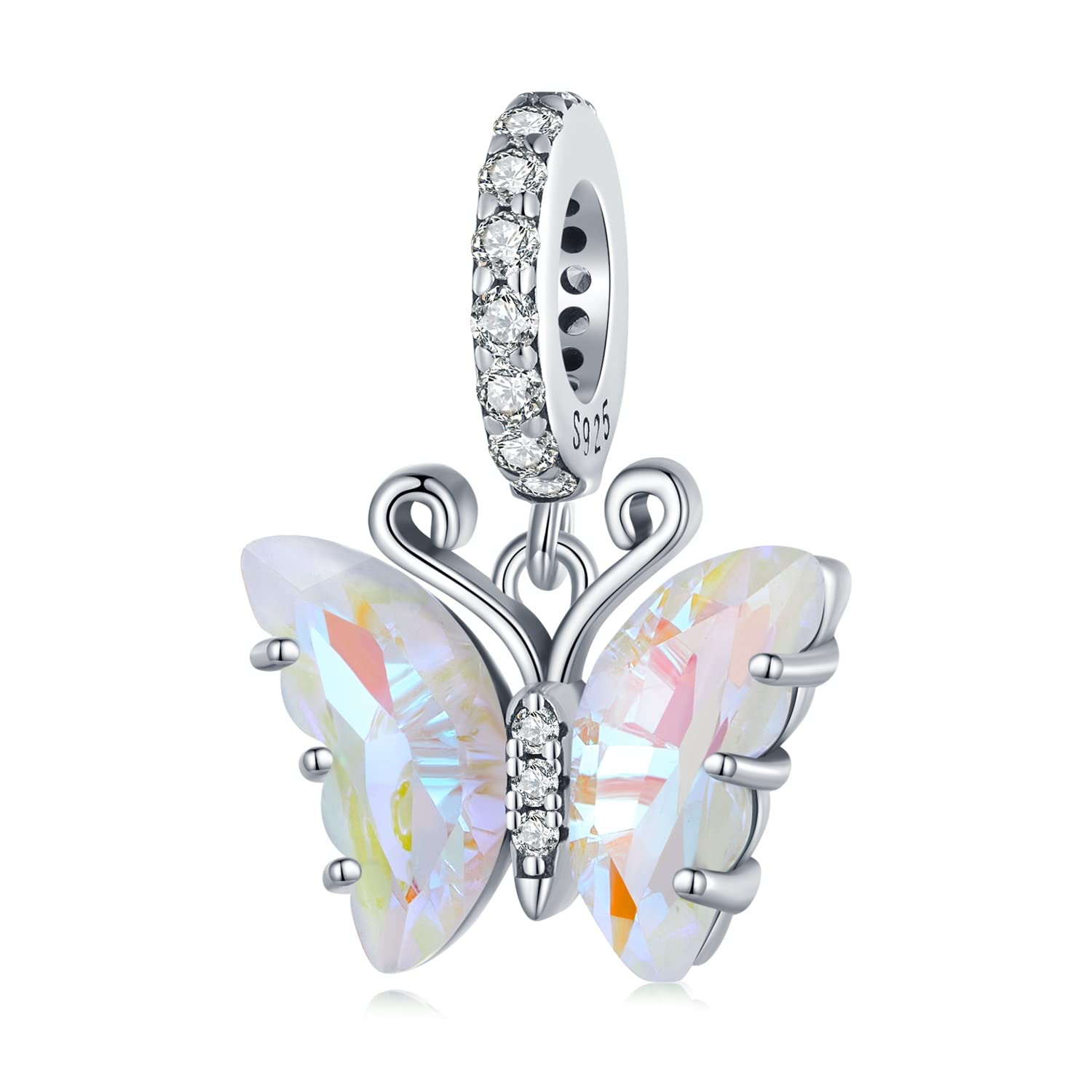 CGCSYZ 925 Sterling Silver Resin Aurora,Diy Handmade Pendant Gift for Women Girls Compatible with Pandora Troll Chamilia Charm Bracelet and Necklaces (B)