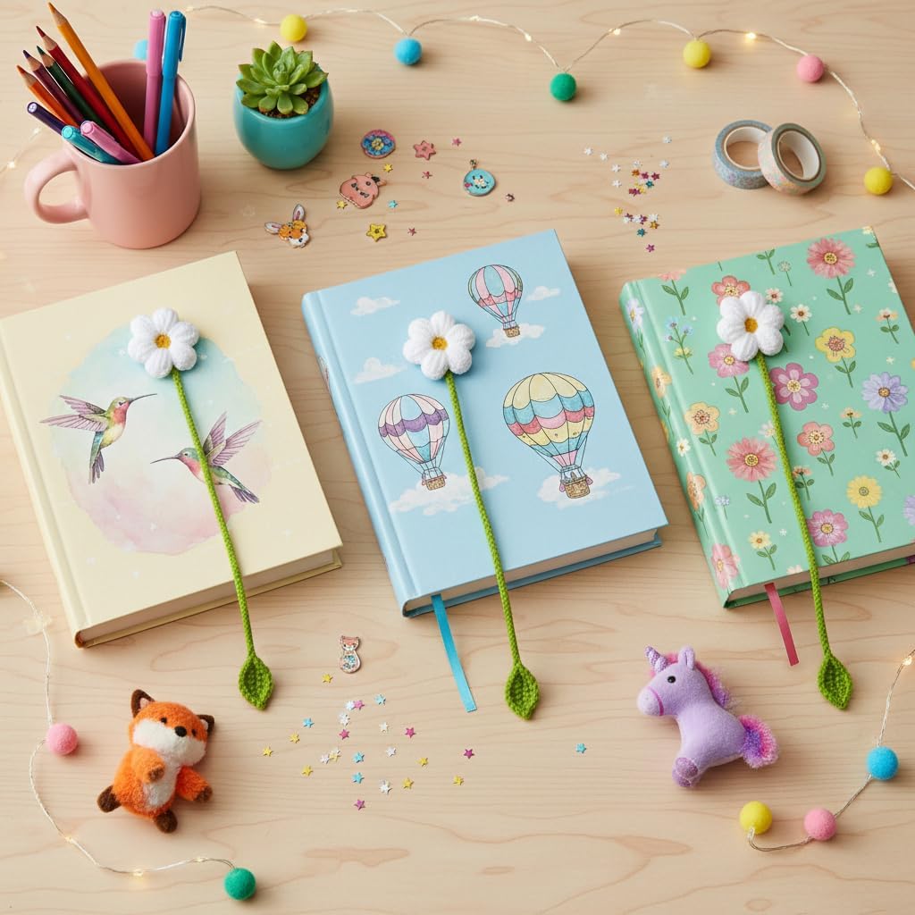 Bookmarks for Women – 6 Pack Handmade Flower Crochet Bookmarks – Book Marks for Reading, Cute Idea for Book Lovers Gifts