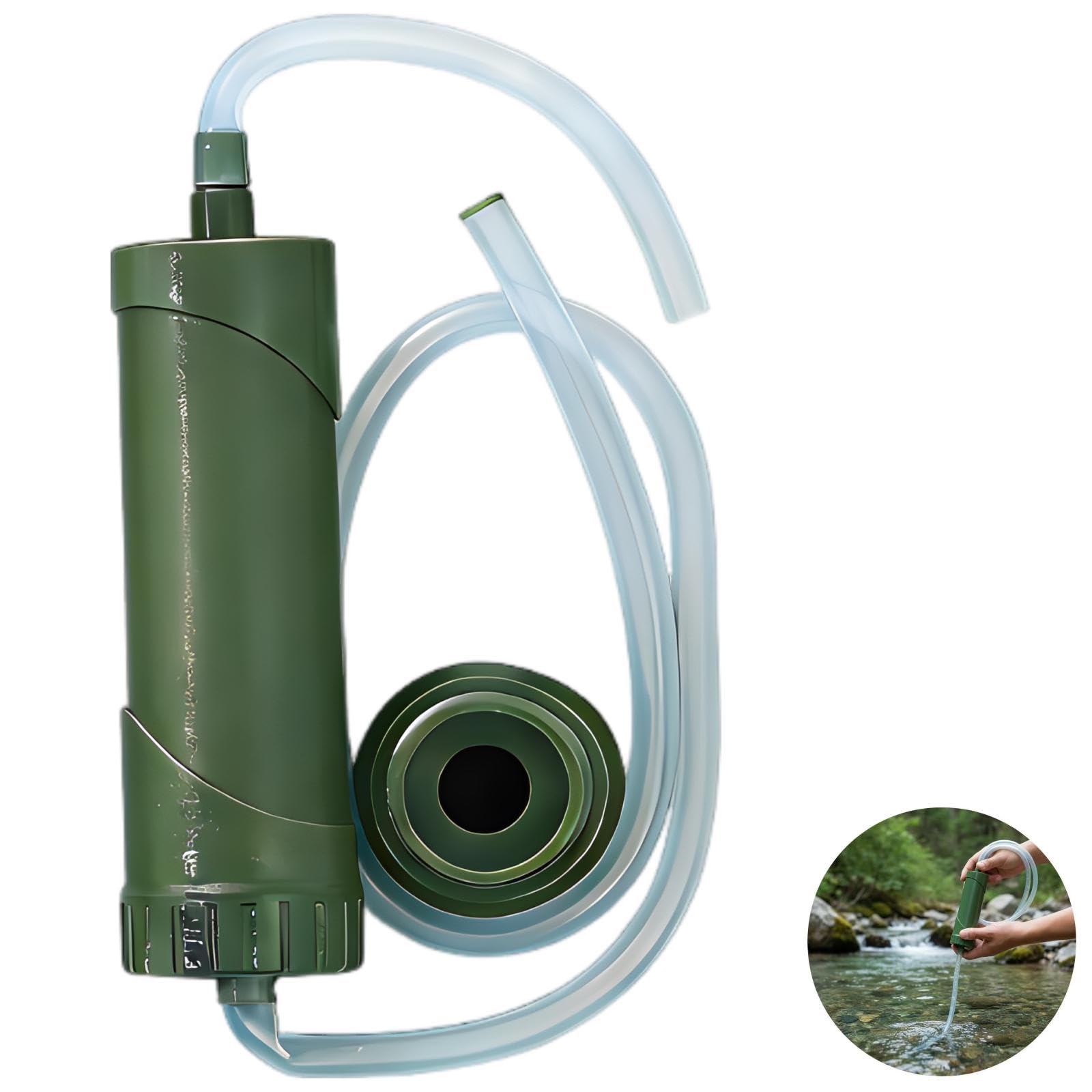 Paille filtrante d’eau pour l’extérieur, filtre à fibre creuse 0,01 micron pour camping, randonnée et urgence, capacité 4 000 L, purificateur portable, tube d’extension, poche à eau, étui EVA