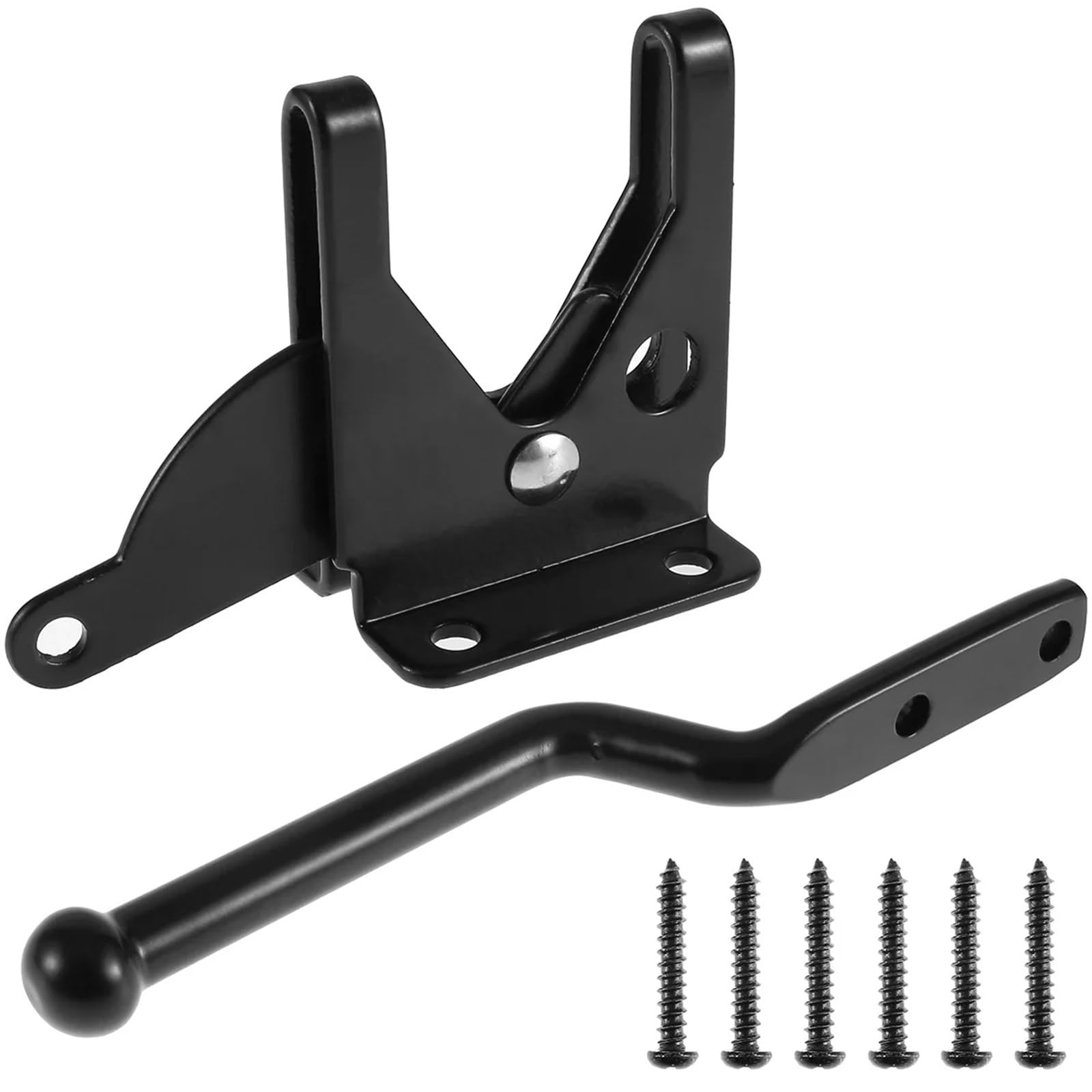 Garden Gate Lock Self-Locking Gate Latch Carbon Steel Post Mounted Fence Heavy Duty Automatic Gravity Lever Locking