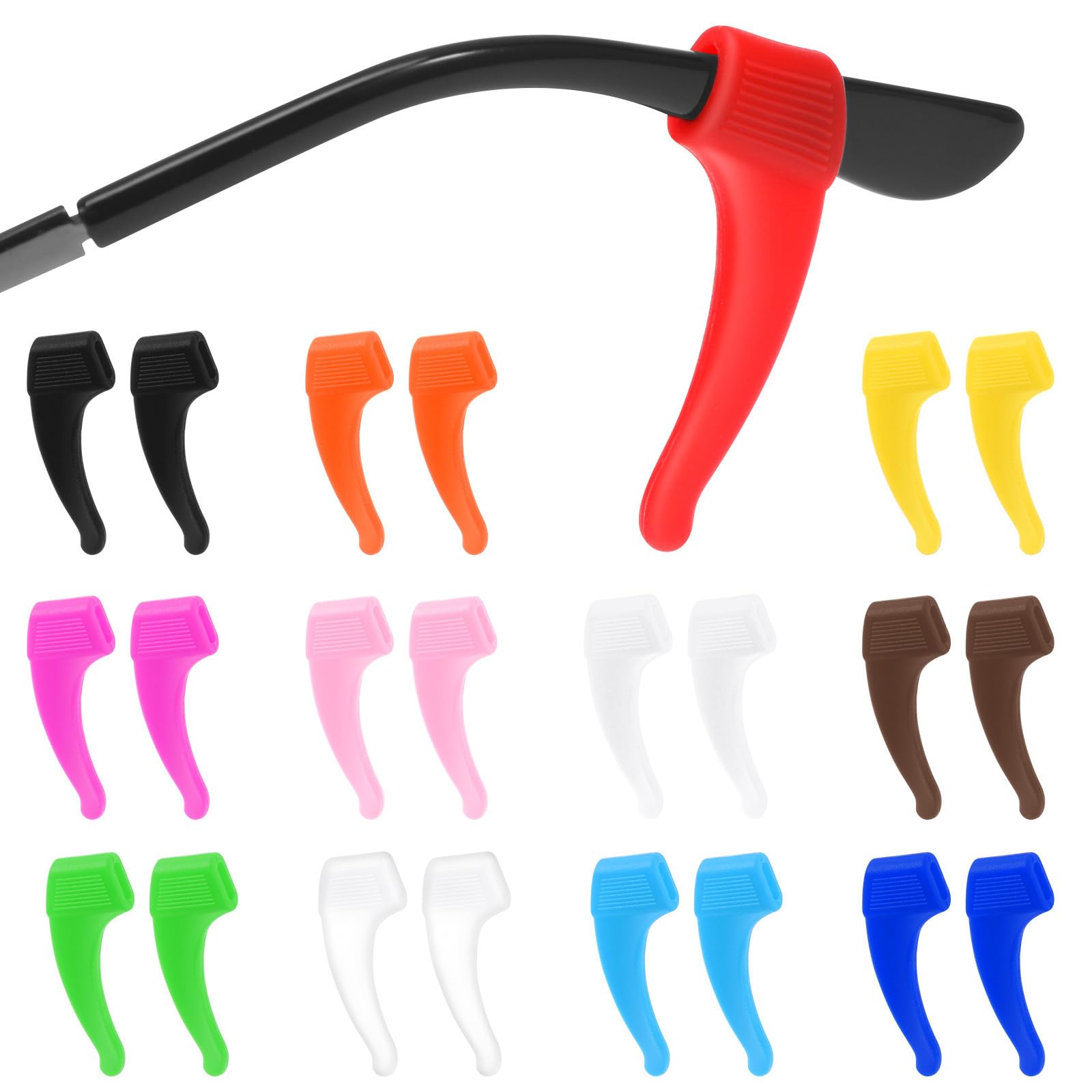 SOLUSTRE Gancho de Silicona Oreja Antideslizante para Gafas, Soporte Saludable que Ajusta Patillas, 12 Pares Adecuado para Escalada y Viajes