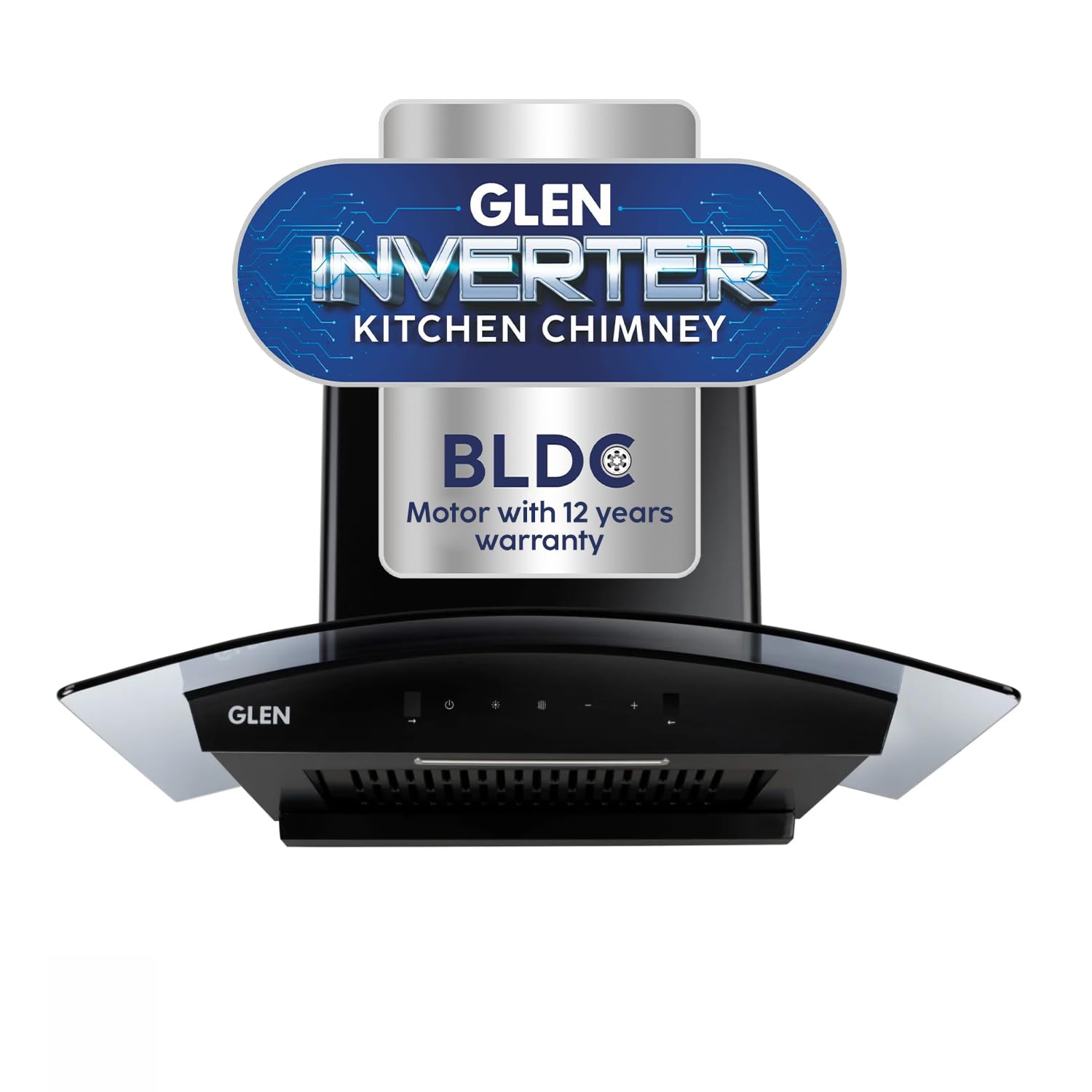 Glen 90cm 1200m³/hr BLDC Filterless Autoclean Chimney|Inverter Technology|Touch & Gesture Control|(6071 BLDC BLACK 90cm)