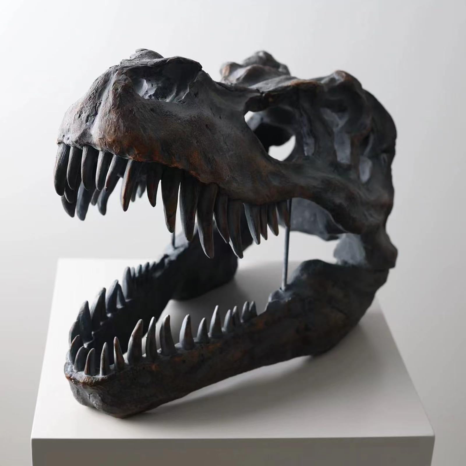 T-Rex Skull Dinosaur Head Statue Fossil Figurine Tyrannosaurus Rex Skull Sculpture per Home Office Decor Shelf Display