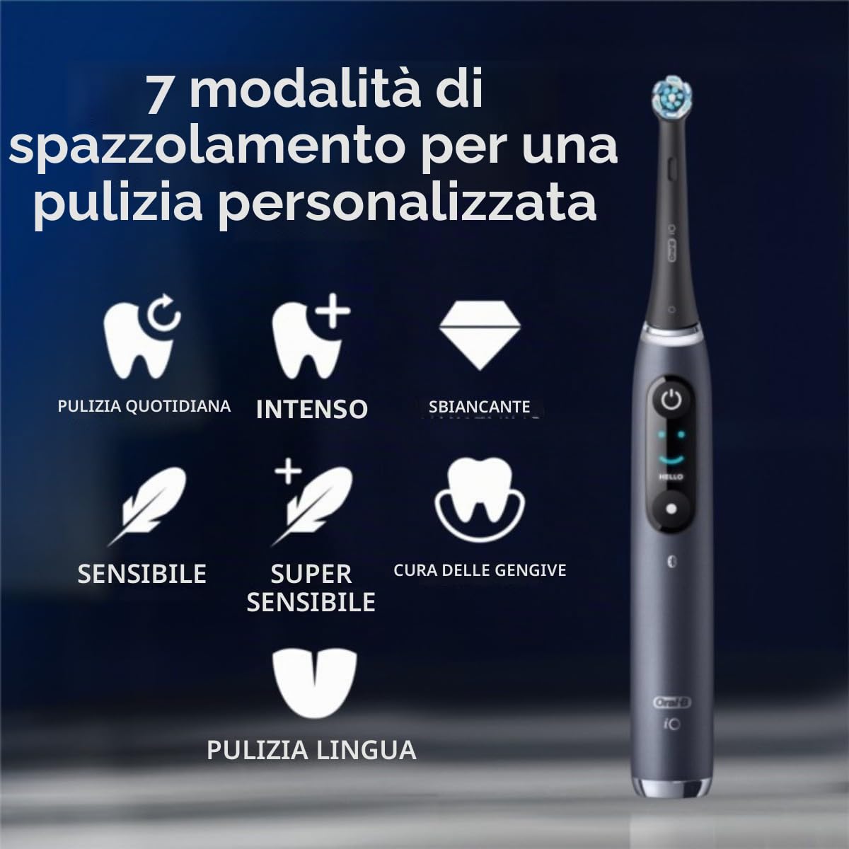 Oral-B iO Series 9 Spazzolino da denti elettrico, 2 testine di ricambio, 7 modalità di pulizia per la cura dei denti, analisi 3D, display a colori e custodia da viaggio, progettato da marrone, nero