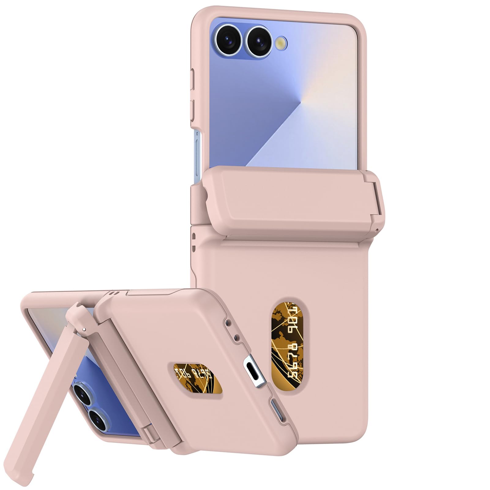 LUOTANL Ultrathin Case for Samsung Galaxy Z Flip 8, Shock Absorbing Hinge Hidden Kickstand Card Slot Cover,Pink,Flip 8