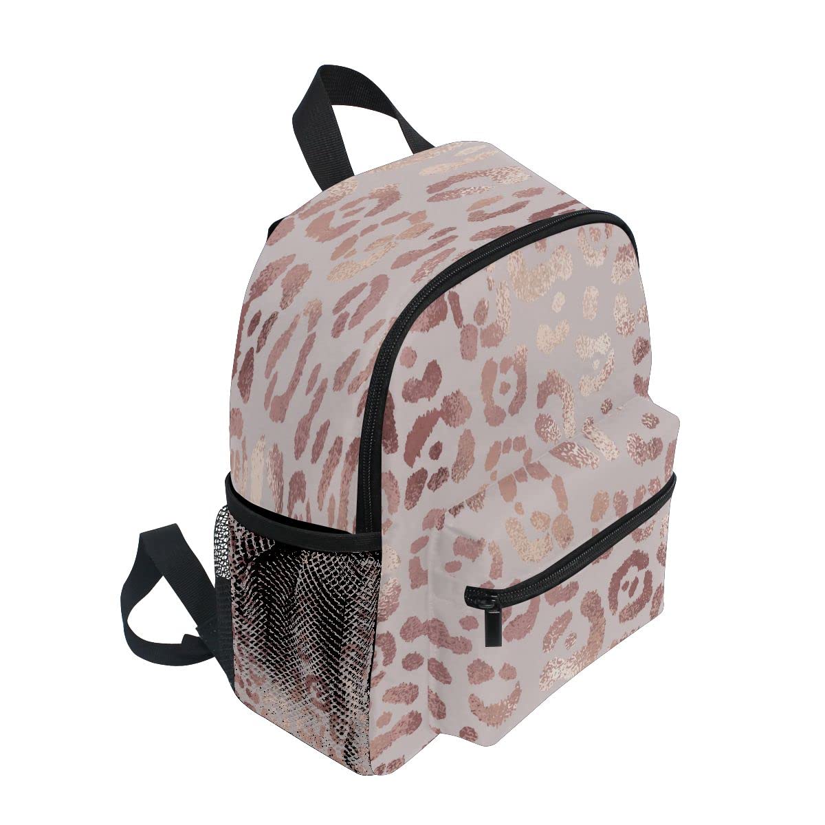 Toddler Backpack Bookbag School Bag Leopard Print Cheetah Rose Gold Travel Bag for Girls Boys Kid with Name Card Medium