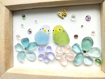 Amazon.co.jp: シーグラスアート ちょこんとセキセイインコ