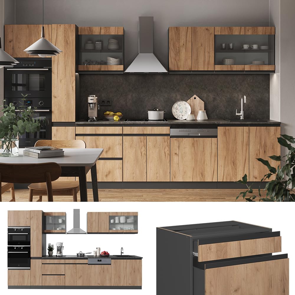 Vicco Cuisine R-Line, Chêne doré/Anthracite, 350cm