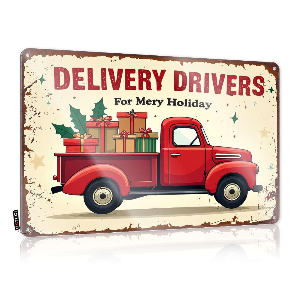 Retro Wall Art Retirement Waterproof Artwork, Inappropriate Retro Print For Cafe Pub Garden | Wall Pre-drilled Custom Delivery Drivers For Merry Holiday(20X30CM)