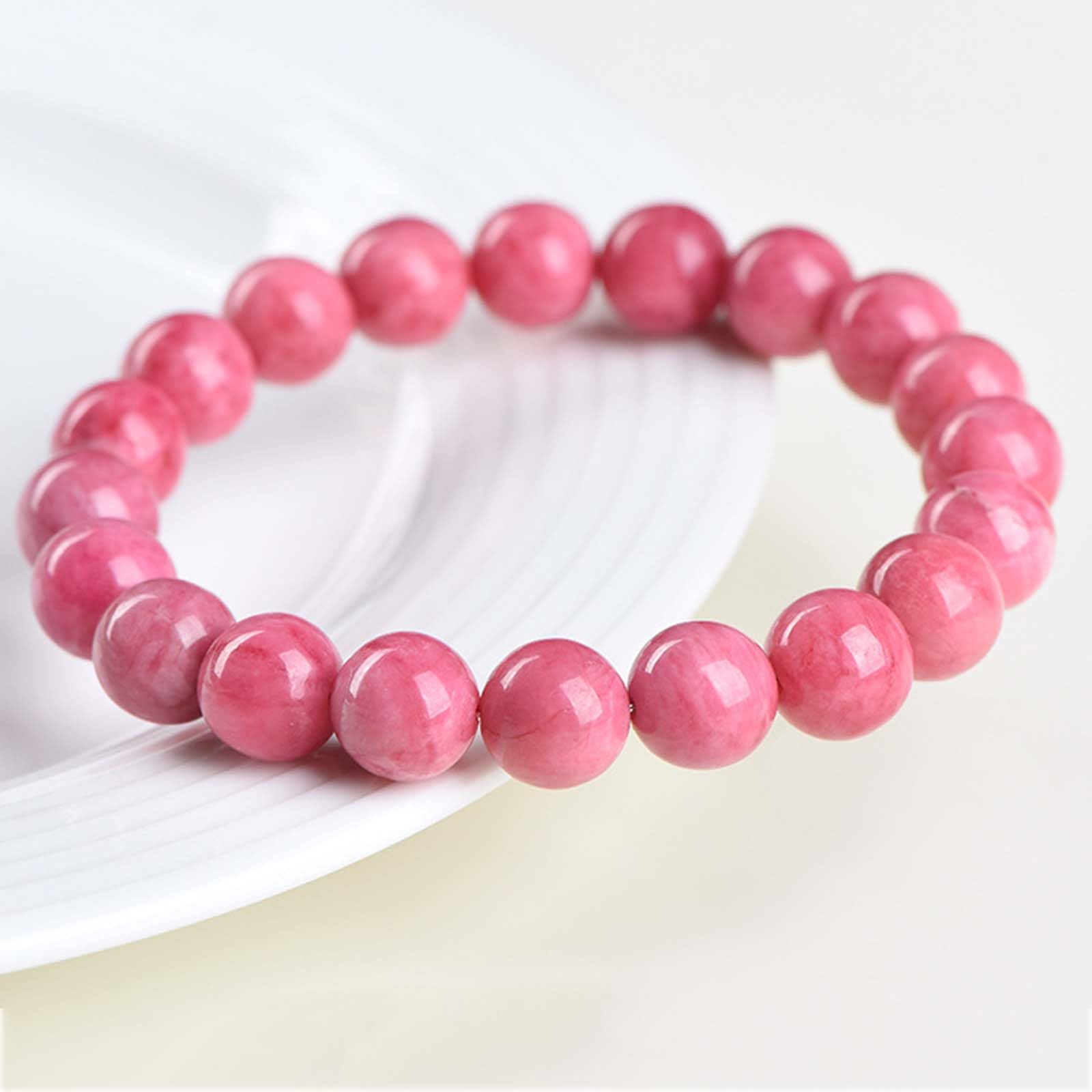 Pulseras con Cuentas de Cristal de rodonita para Mujeres y Hombres