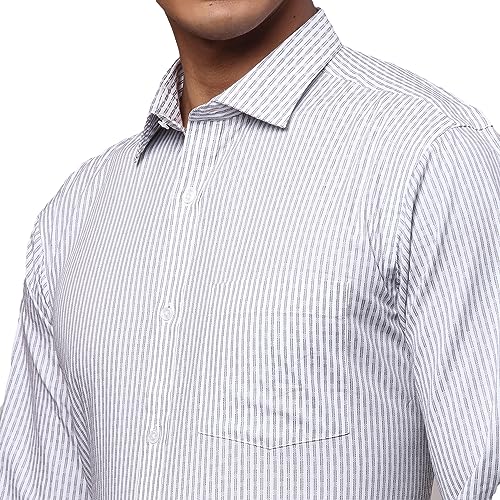 Image of Park Avenue Men's Pure Cotton Stripe Pattern Slim Fit Semi Cutaway Collar Full Sleeve Formal Shirt