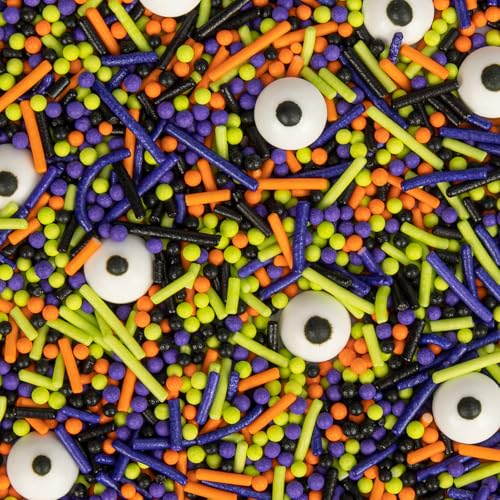 Twisweet Halloween Sprinkles, Monster Themed Sprinkles For Cake Decorating, Edible Candy Eyes Confetti Sugar Sprinkle Mix, Baking Candy Bulk For Cake Topper Cupcake Cookie Ice Cream Decorations, Halloween Scary Theme Trick Or Treat Party Supplies (130G/4.58Oz)