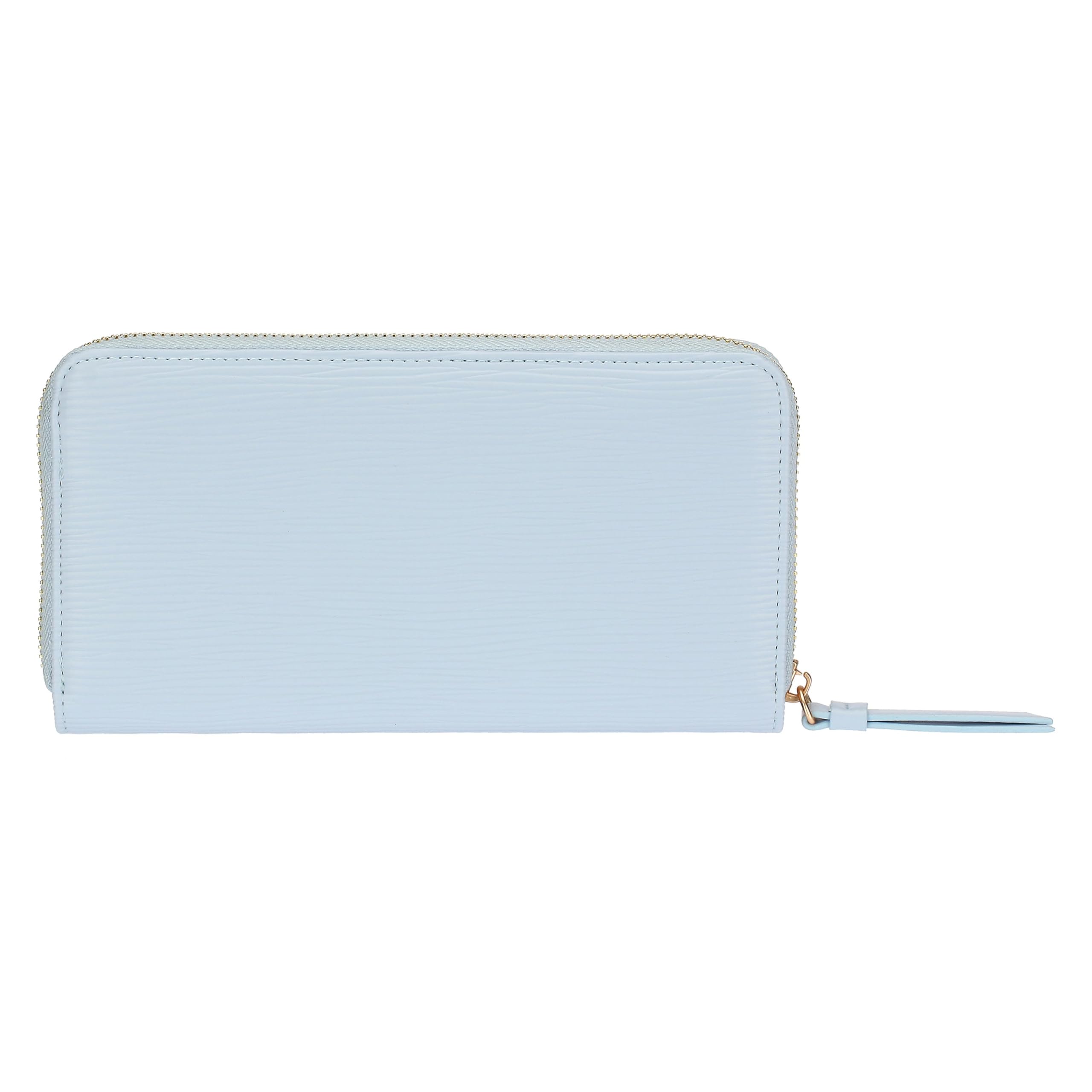 THUN Portafoglio con chiusura zip azzurro, ecopelle, Collezione Sempre con Me, 20 x 3 x 10,5 cm