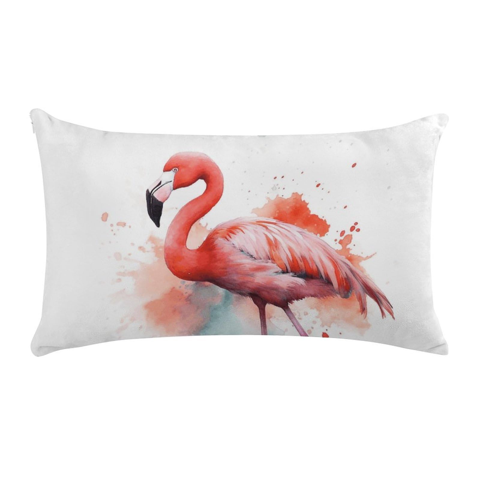 Watercolor Flamingo Pillow Cases for Sofa, Super Soft Plush Pillow Cover with Zipper, Luxury Cozy Pillow Shams for All Seasons, Lightweight Pillowcases for Bedroom, 12" X 20"
