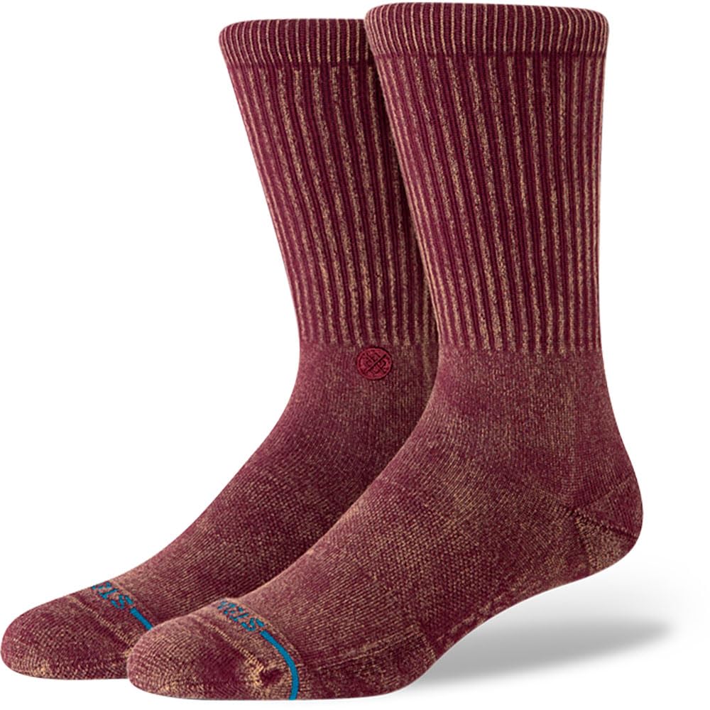 Stance Unisex Fig Icon Dyed Crew Socks Brown Cushioned Calf Socks Medium