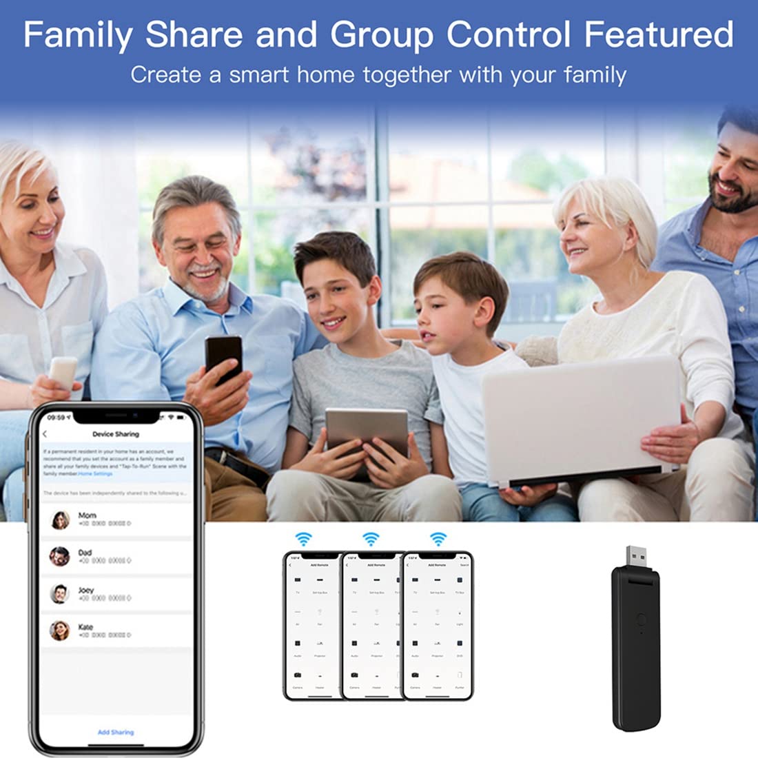 Tuya - Mando a distancia por infrarrojos para conexión USB para TV AC y aire acondicionado
