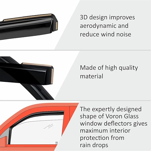 Miniatura 4 de Voron Glass - Protectores de lluvia extra duraderos en canal para Toyota Camry 2018-2024, deflectores de ventana, viseras de ventilación, 4 piezas -