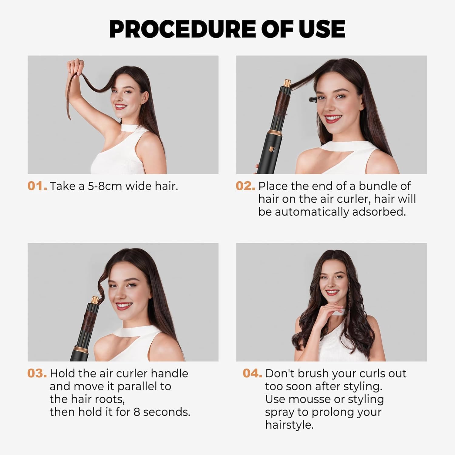 Hairstyler Set, 5 in 1 Air styler, Negativ Lonen Haarstyler mit Lockenstab automatisch, Air Styler Thermal Brush Haartrockner