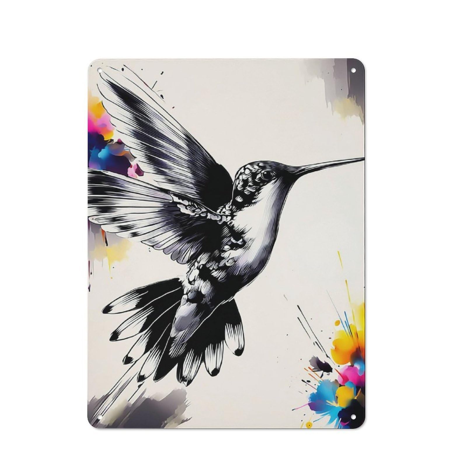 Junmoney Whirling Hummingbird In Flight For Studio Or Craft Room, Retro-Style Tin Sign 40X30cm, For Metal Sign Collectors, For Garage And Workshop Walls