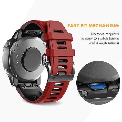 Miniatura 34 de NotoCity Compatible with Fenix 6X Watchbands Silicone Sport Watch Strap for Fenix 5X/5X Plus/Fenix 6X Pro/Fenix 7X/Fenix 3/Fenix 3 HR/Tactix/Descent