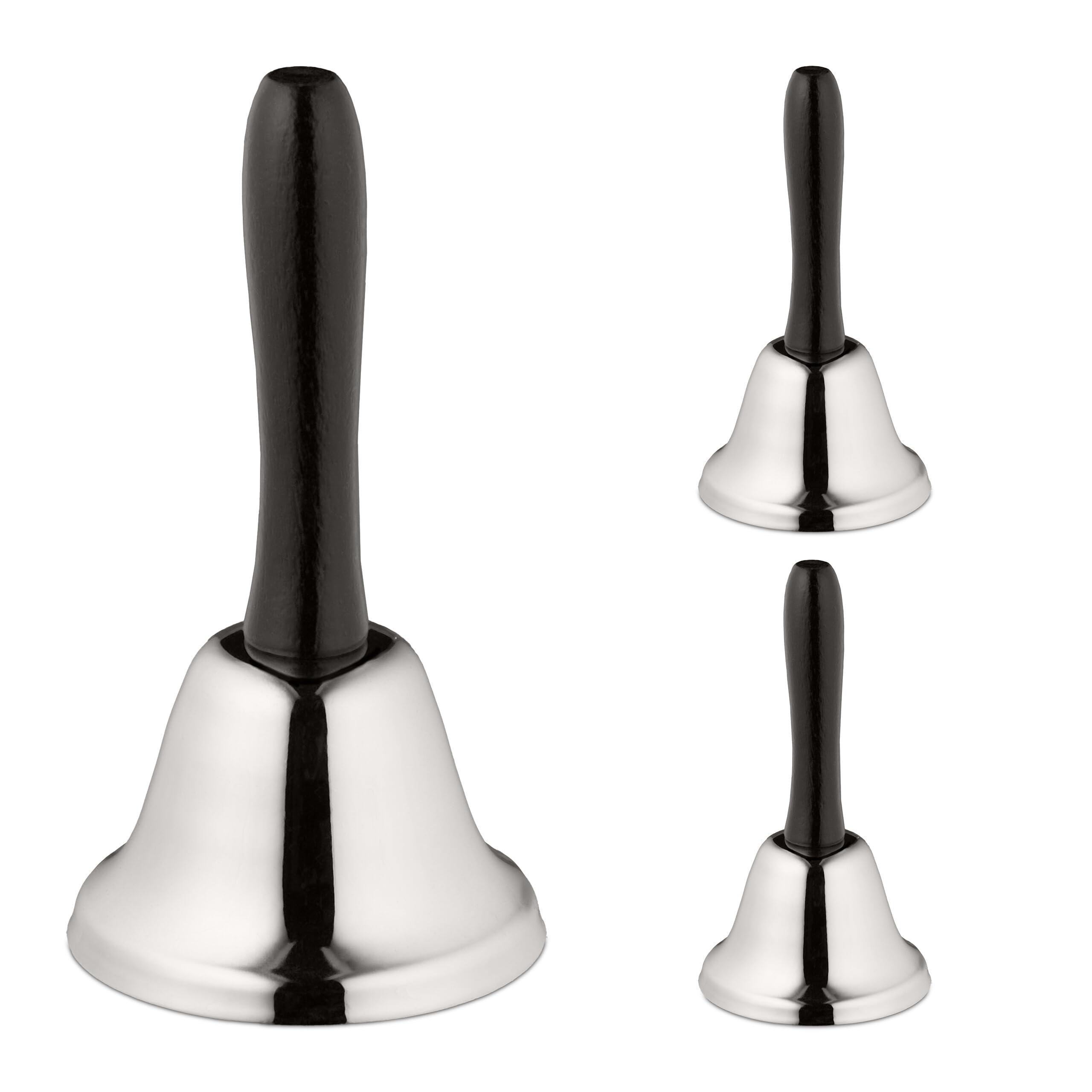 Set 10x Campanella A Mano, Suono Nitido, Impugnatura In Legno Scuola Reception Decorazione Natalizia 12 Cm Dorato 85663018