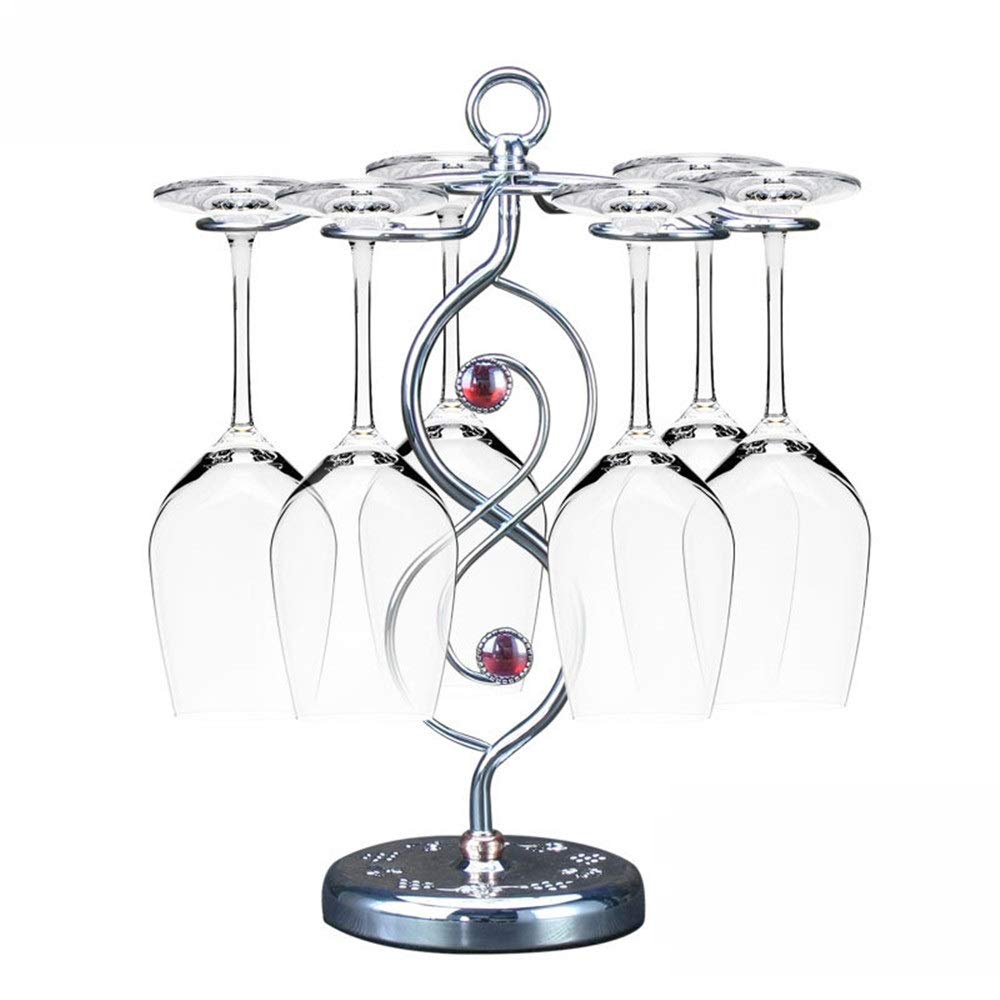 Range-bouteille et verres à 6 crochets pour un stockage stable de vos verres à vin