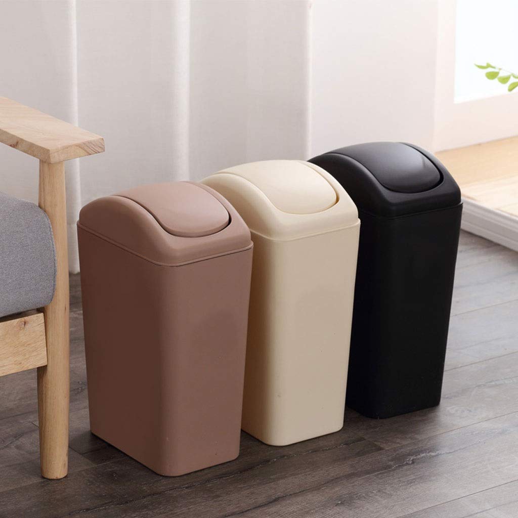 UPJAKS Cubo de Basura Bote de Basura Hogar Sala de Estar Dormitorio Baño Cocina Batido Cubierta Rectangular Inodoro Cubierto Cubo de Basura 12L Bote de Basura Baño (Color : Beige)