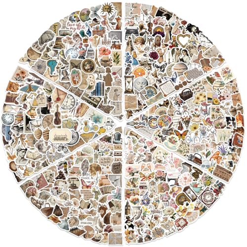 600PCS Vintage Stickers Scrapbook Aesthetic Sticker for Adults Cottagecore Stickers for Bullet Journal Daily Planner Water Bottles DIY Crafts Scrapbooking Supplies