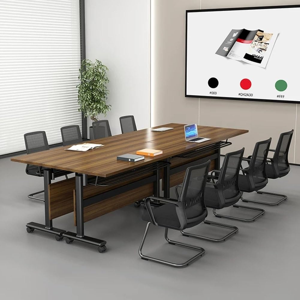 Tavolo Pieghevole Per Conferenze E Formazione Con Pannello Frontale E Ruote | Tavolo Modulare Robusto Per Riunioni Con Piano Ribaltabile E Impilabile per Uffici, Seminari(120x60x75cm)