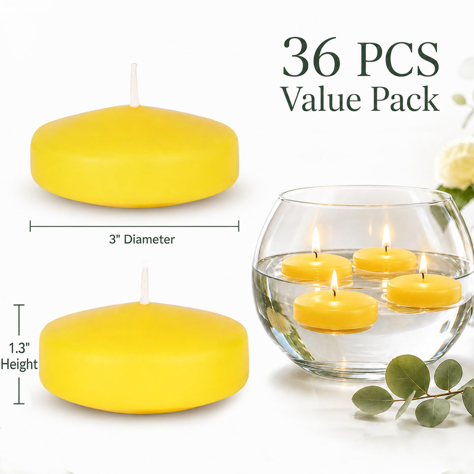 Velas flotantes de citronela, paquete de 36 unidades, vela fresca