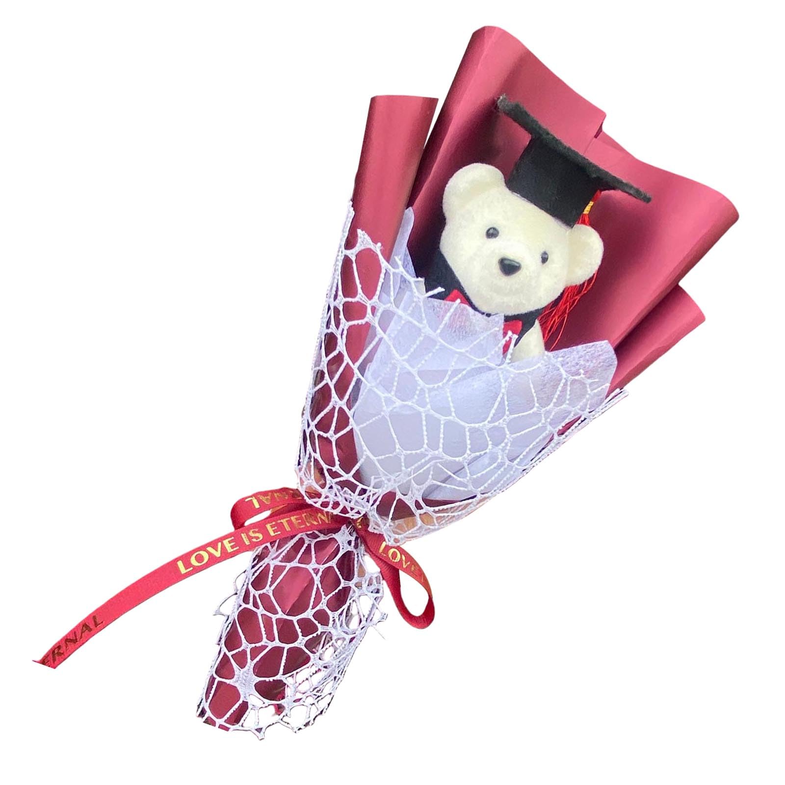 Tsophreniq Realistic Flower Bouquets for Student Teacher Graduation Bouquets Artificial Flower with Bear for Graduation Toy Bouquet