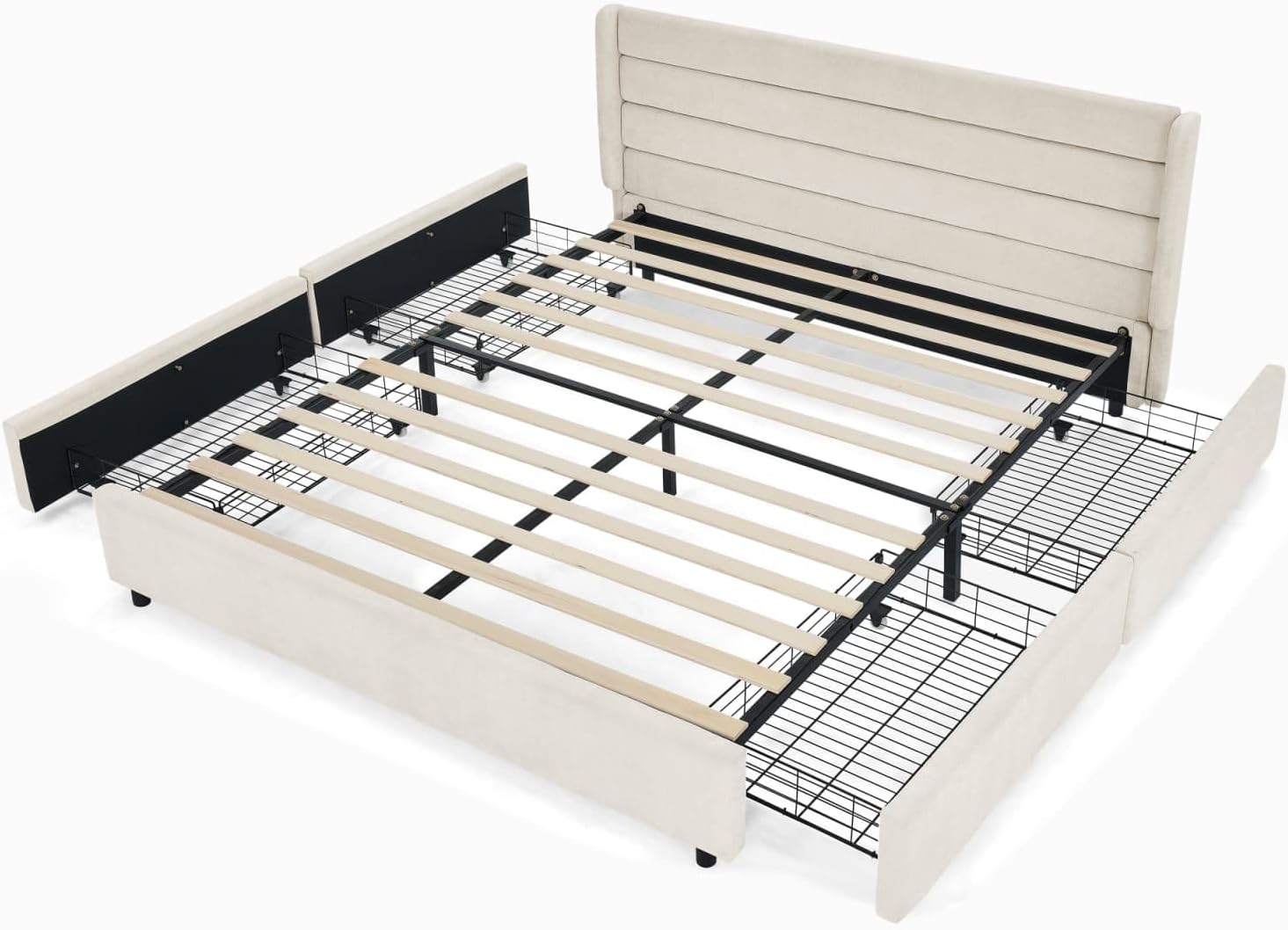 Detail of bed frame slats and support structure