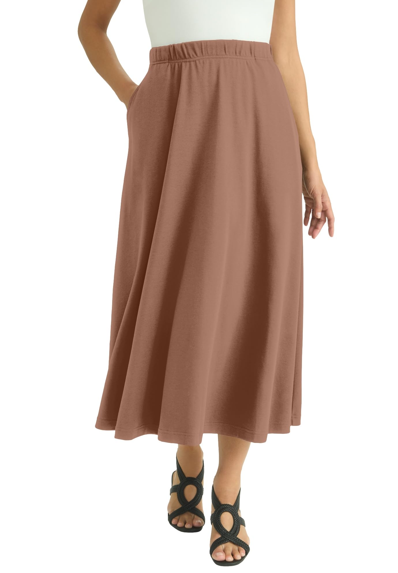 Jessica London Womens Plus Size Soft Ease Midi Skirt