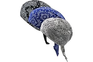 DOCILA 3 Pcs Do Rags for Men, Cotton Dew Rags Skull Cap...