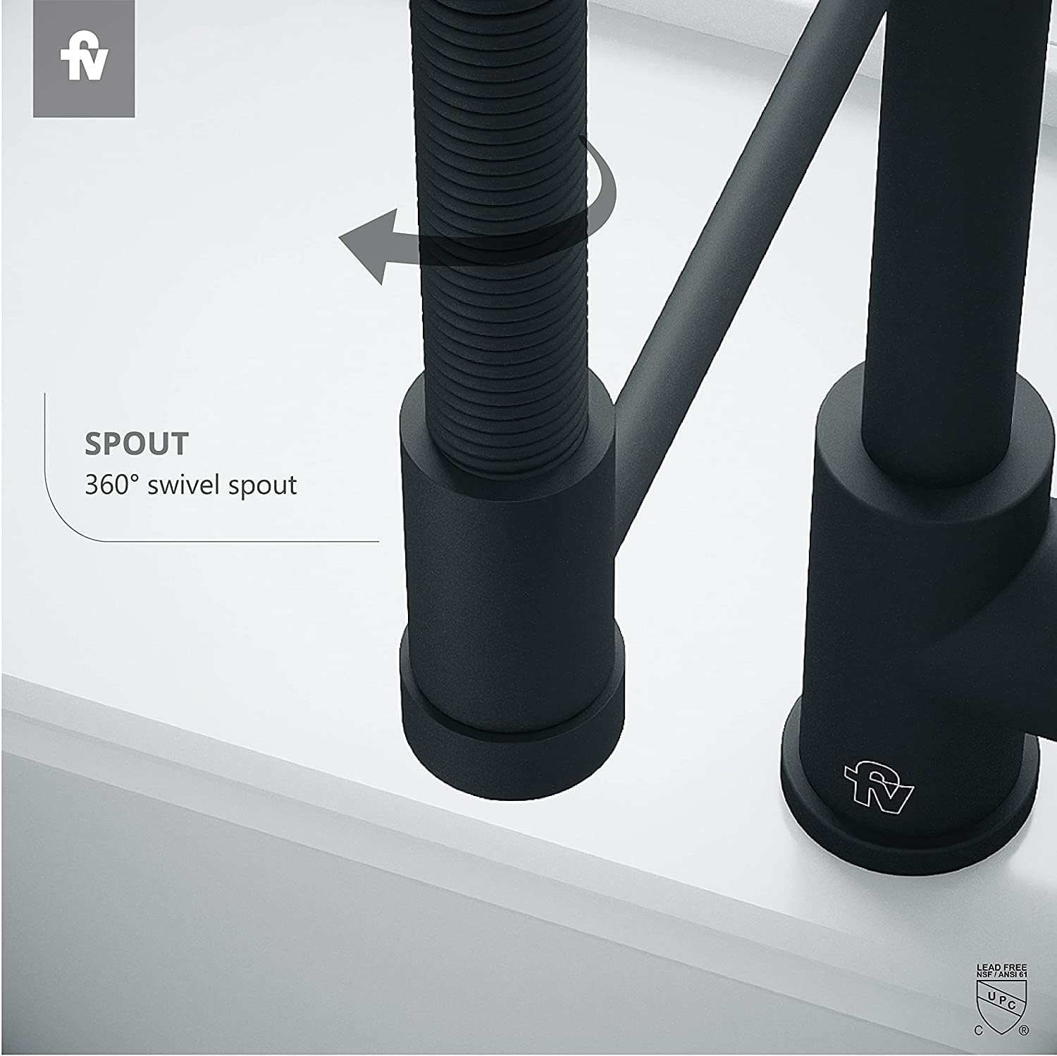 FV Kitchen Faucet – Single Hole Brass Sink Faucet, Modern Style Design, Corrosion-Resistant and Water-Saving, Perfect for Vanities and Lavatories (Coihue, Chrome)