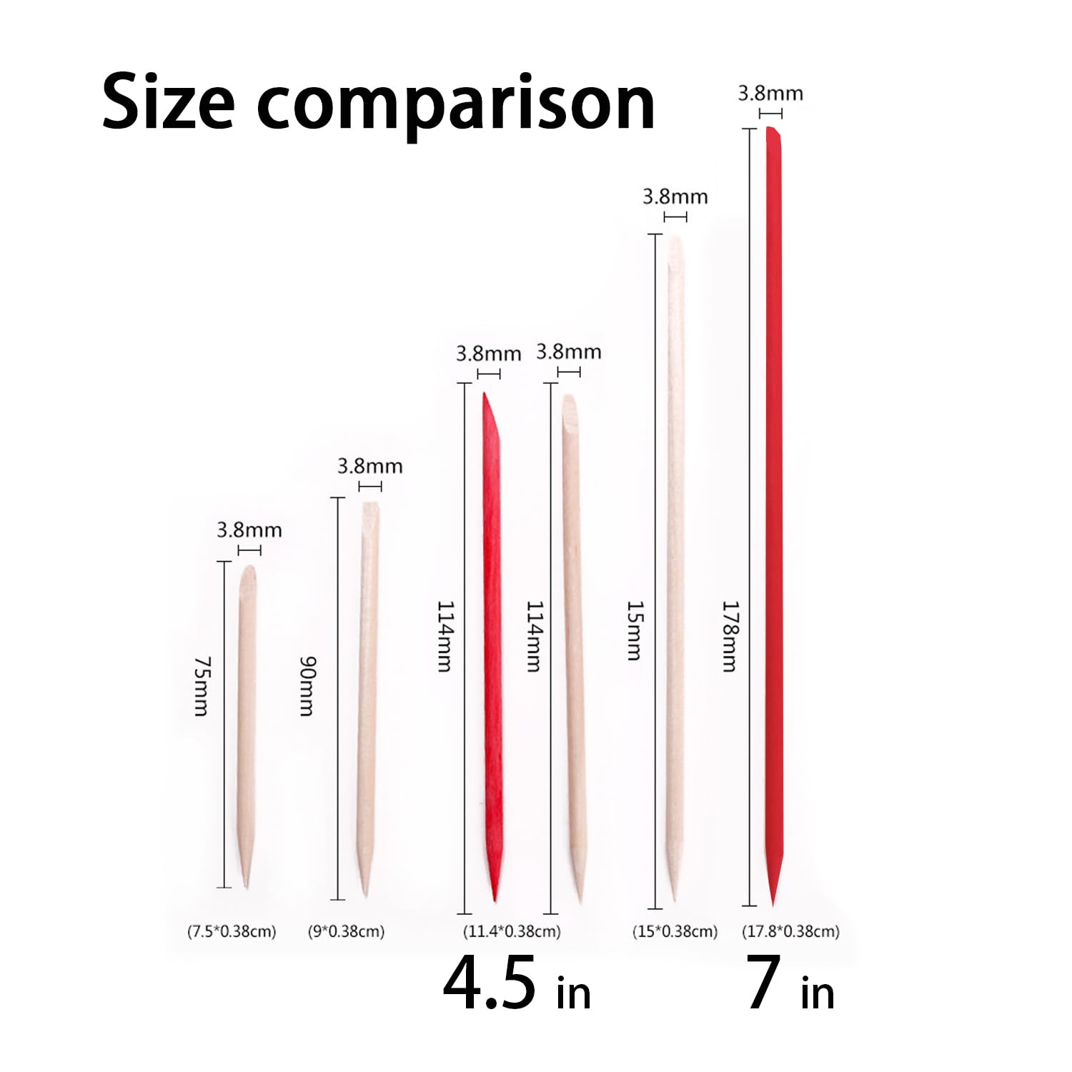 100PCS Orange Sticks for Nails 7 Inch - Wooden Cuticle Pusher & Remover Set - Non-Toxic, Won't Break Easily, Double Sided Cuticle Pusher Remover Nail Art Manicure Pedicure Tool WO-002