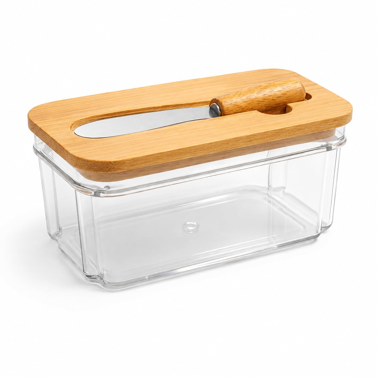 ceramic butter dish with lid for countertop - covered holder with knife for refrigerator, airtight keeper container storage with silicone sealing for east west coast butter, white