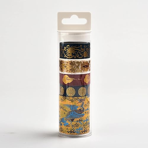 Juego de 5 rollos de cinta adhesiva Washi de 15201.969in de ancho, cintas decorativas de estilo retro de dragón y fénix para suministros escolares, disponible en Yaxa Colombia