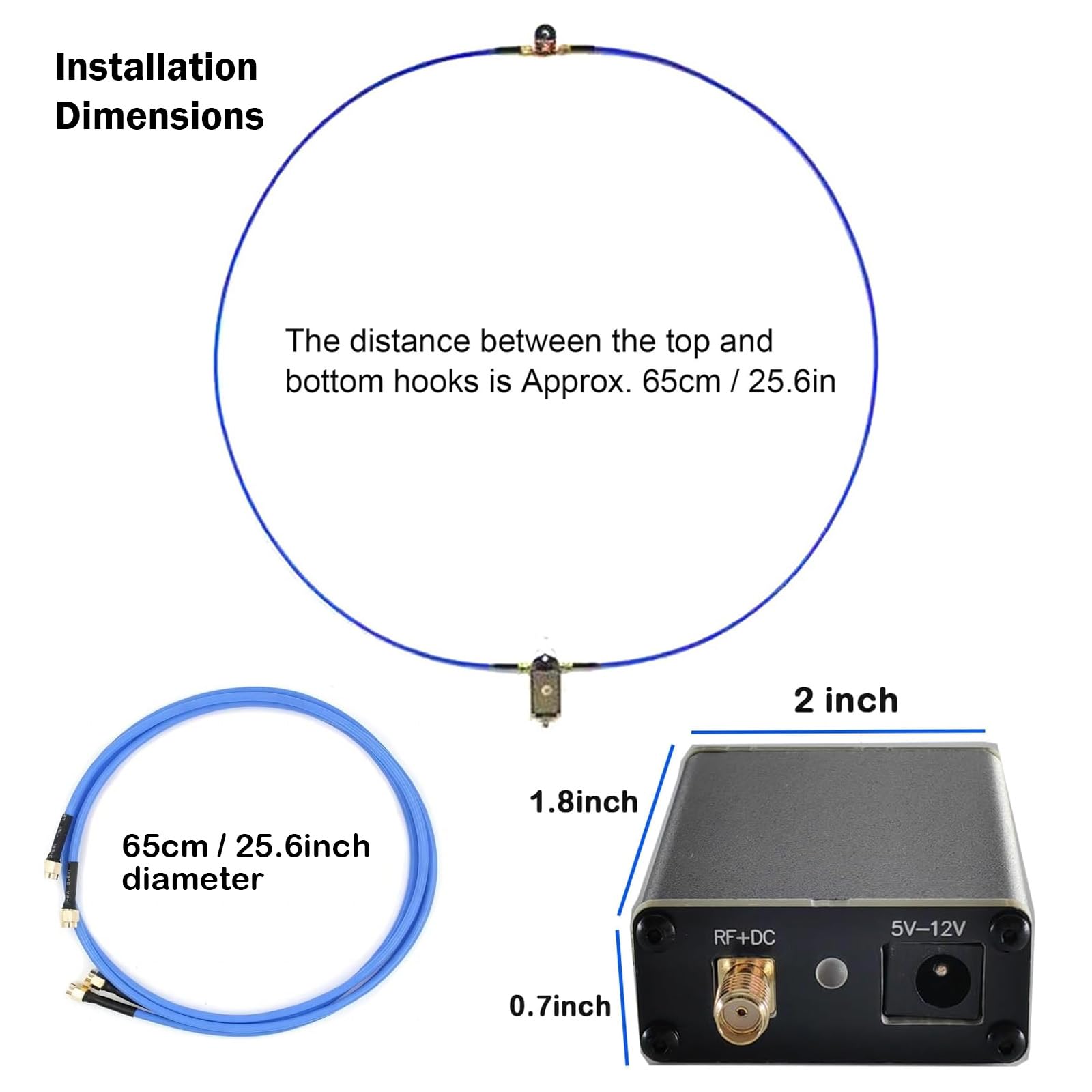 AURSINC Portable Active Loop Antenna - Antenna a onde corte 50 KHz-500 MHz HF AM FM VHF UHF Antenna di ricezione a loop magnetico per radio amatoriale (amplificatore migliorato)