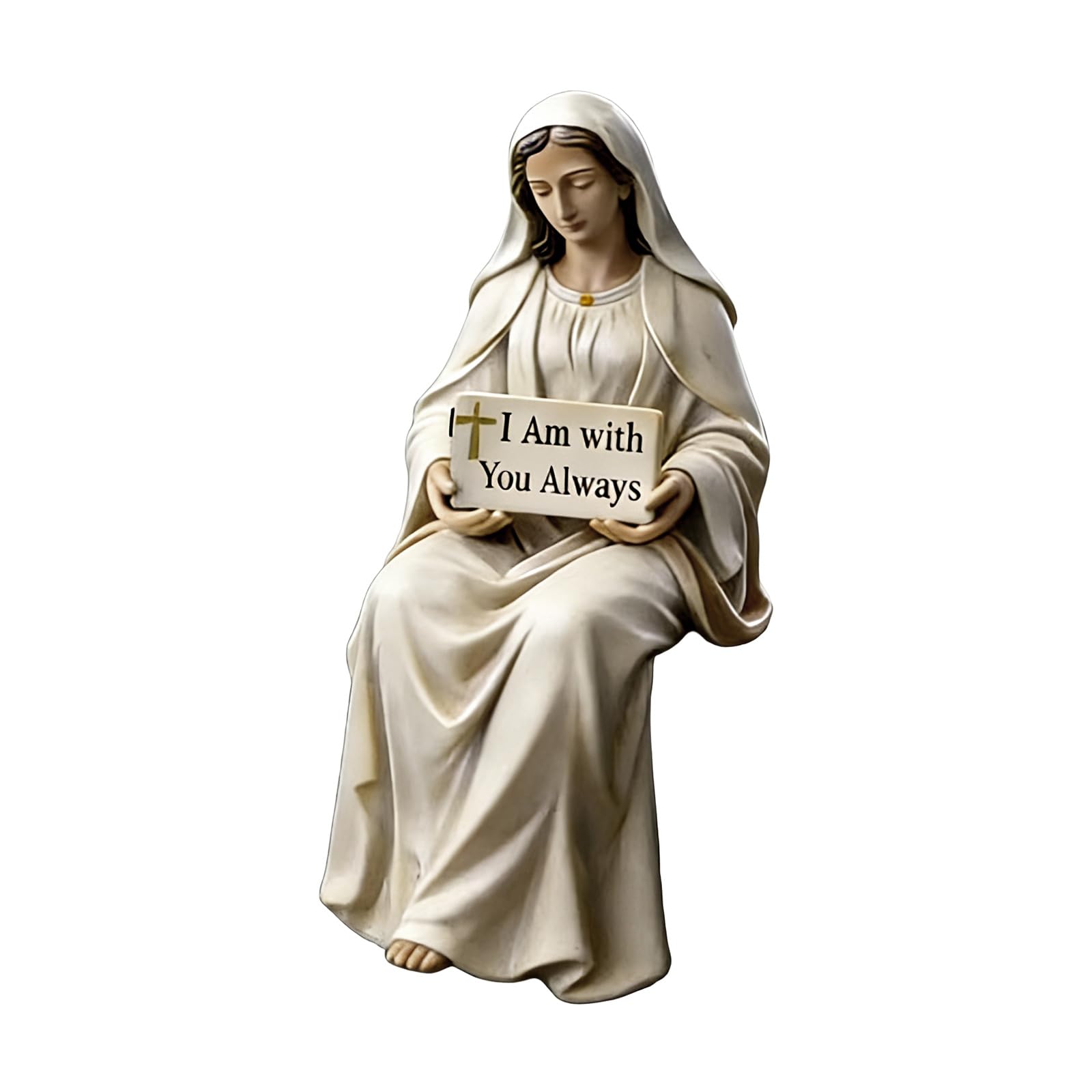 Kalttoy Women Small Size Sitting Marys/Jesuses Christs Statue With Sayings Sign Resin Desk Companion Figurines Religious Ornament Gift Marys Statue