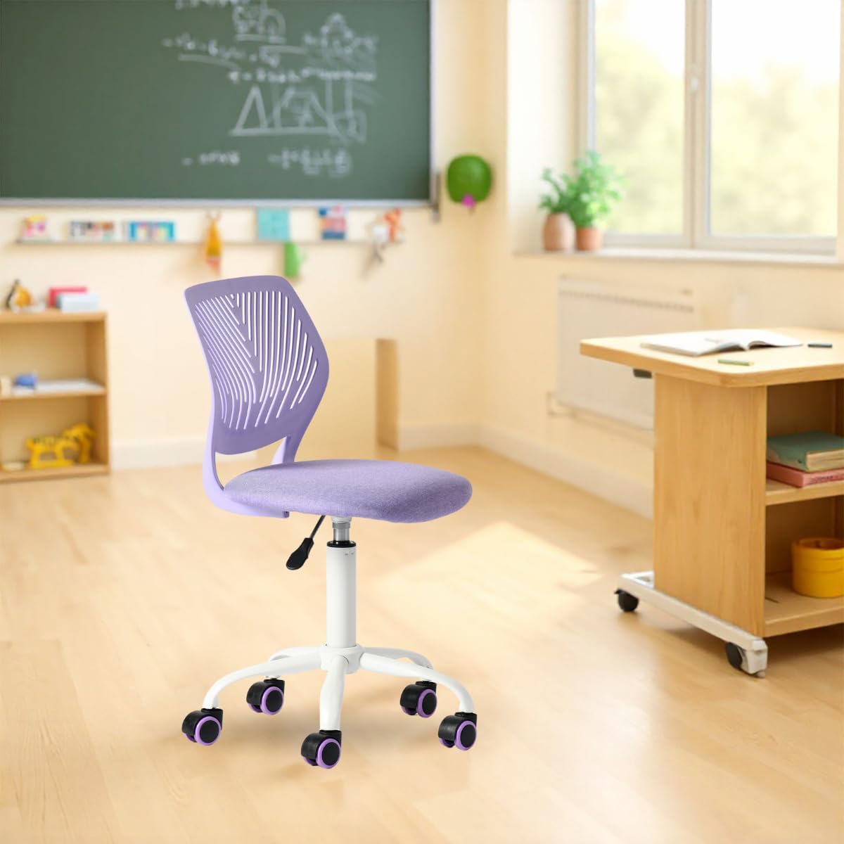 FurnitureR Chaise de Classe Compacte  Siège Ergonomique pour Ecole  Dossier en Maille Respirante  Hauteur Réglable  Chaise de Salle de Dessin pour Enfants  Facile à Déplacer 360°  Morandi Violet
