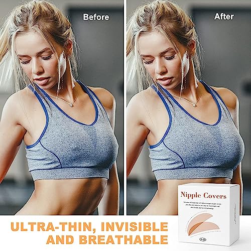 AMFLOWER 5 Pairs of Round Nipple Covers, Nipple Pasties for Women, Silicone Petals/Pasties Nipple Covers Reusable Washable Nude4