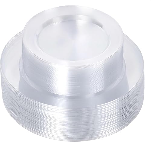 Miniatura 7 de 100 platos de plástico azul, platos de plástico desechables resistentes con 50 platos llanos de 10.25 pulgadas y 50 platos de postre de 7.5