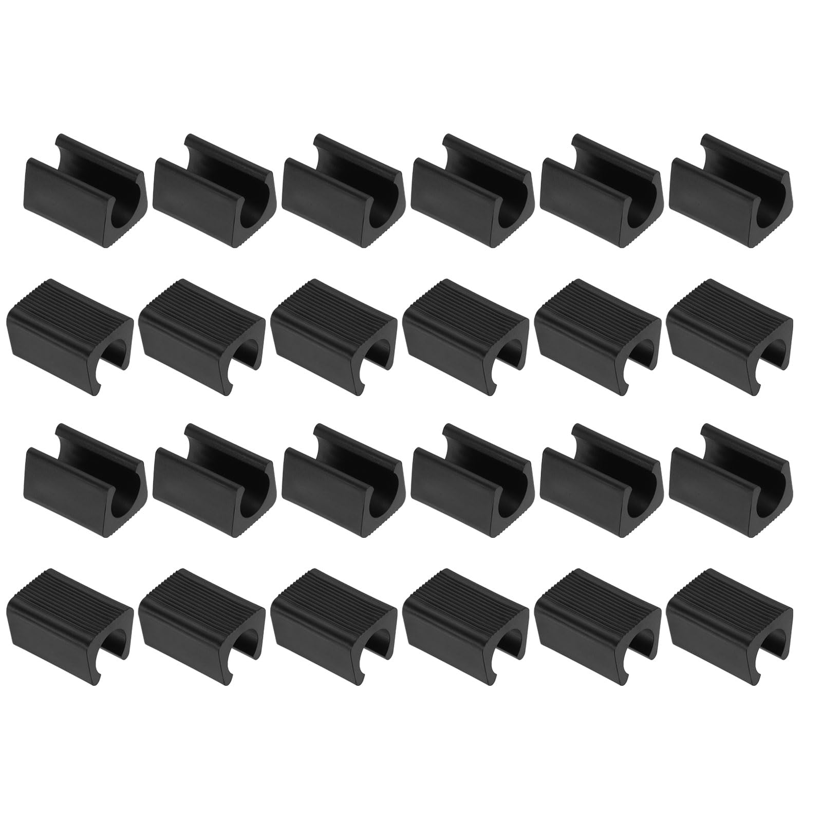 sourcing map 24Pcs U-Shaped Chair Leg Caps, 14mm Chair Floor Protectors, Plastic Glide Caps for Metal Chair Feet Covers, Anti-Slip Furniture Pads for Hardwood Floors, Black
