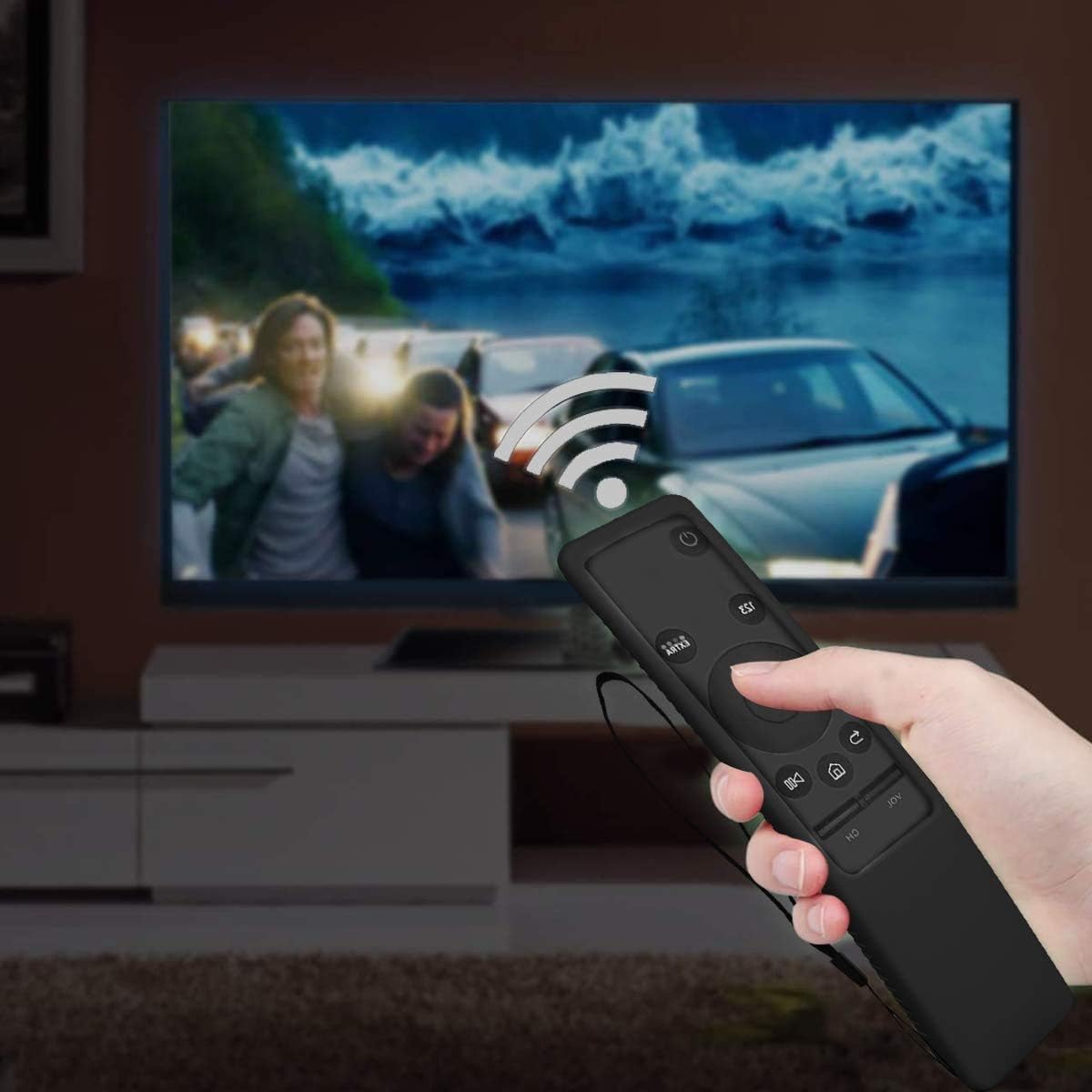 TOLUOHU 2PCS Silicone Protective Case for Samsung Smart TV Remote Controller BN59 Series, Light Weight Kids-Friendly Silicone Cover Anti-Slip Shockproof Anti-Lost with Hand Strap(Black+Green)