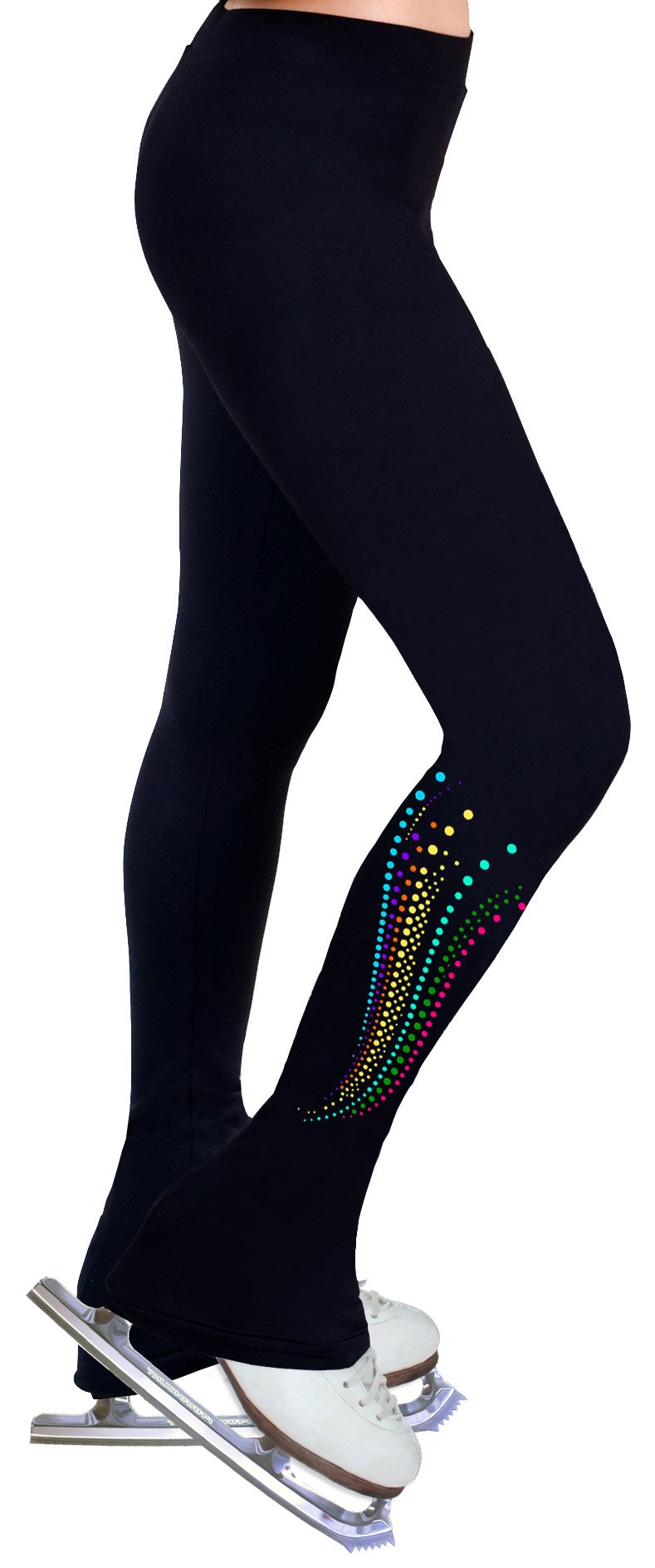 NY2 SPORTSWEAR Figure Skating Practice Pants with Spangles S113D - Adult Sizes- (Adult Large) Black