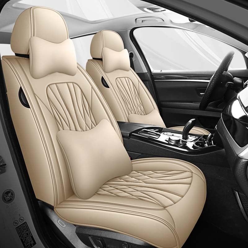 Couvre-siège auto de luxe en cuir PU blanc cassé pour intérieur VW raffiné