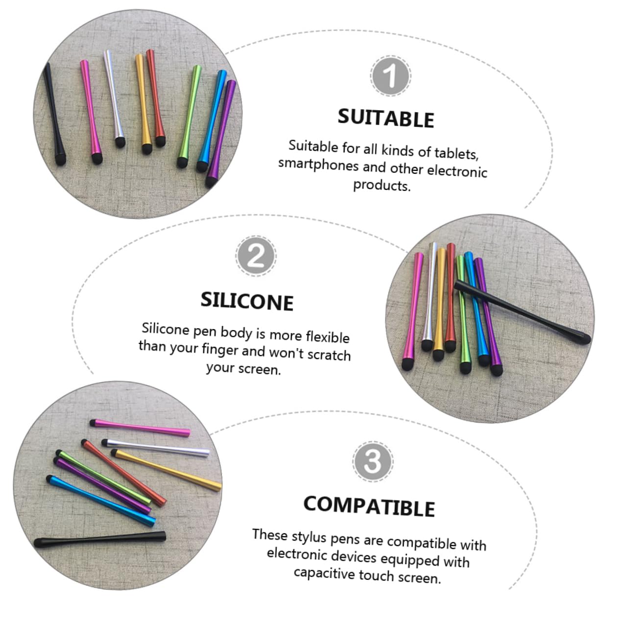 TIESOME Stylus Tip Stylo à Bille, 5pcs 2-in-1 0.5 Mm Stylo à Bille