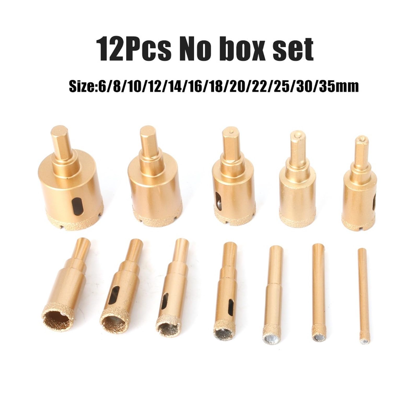 Juego de brocas con revestimiento de diamante, 10-12 Uds. Kit de brocas de sierra perforadora de 6-35mm, herramientas manuales for vidrio, mármol, granito, piedra, azulejo, cerámica para trabajar(12Pc
