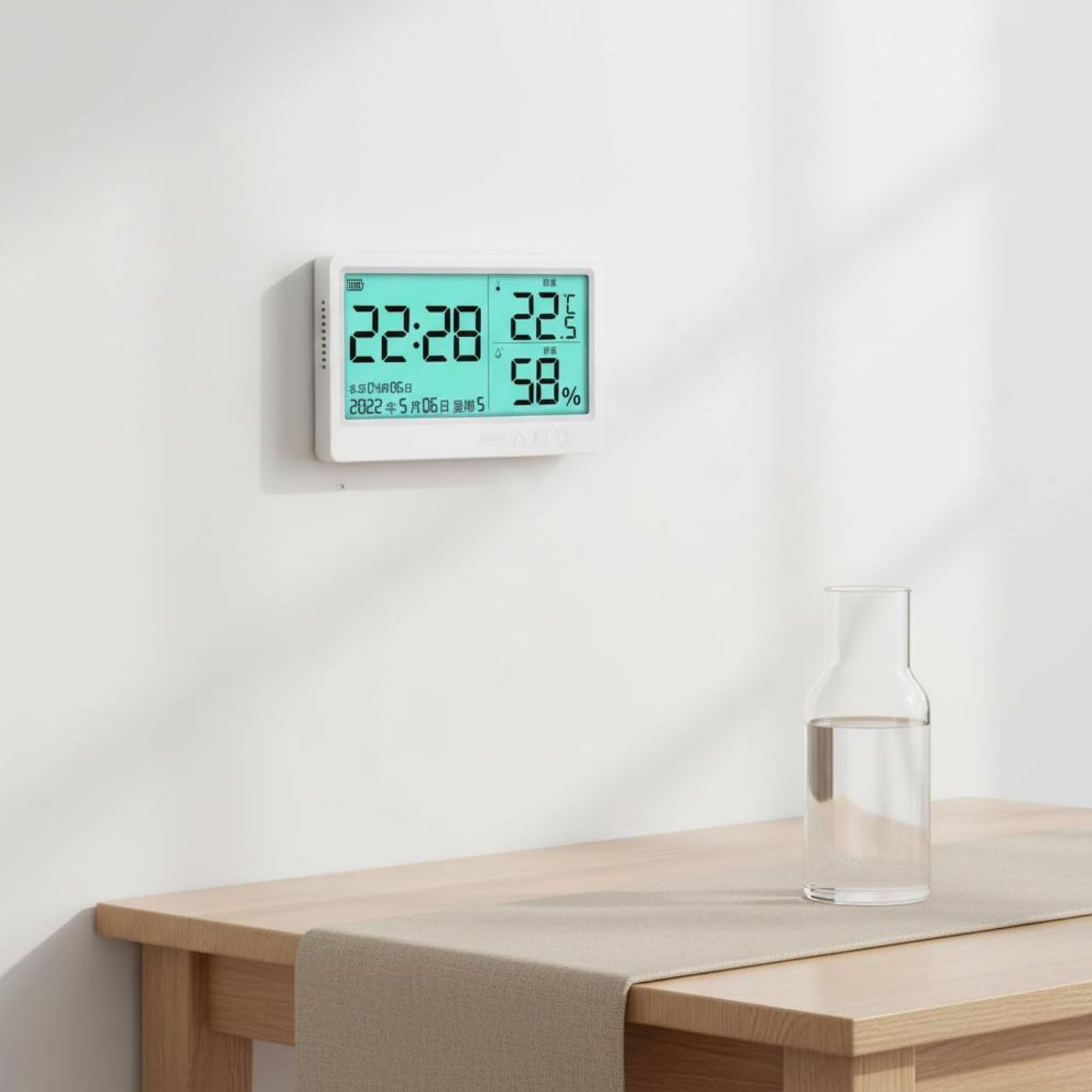 Thermomètre Numérique Hygromètre Horloge Calendrier Données Instantanées Rétroéclairage en Indicateur Humide Convient à Salon Chambre Bureau, color to 2